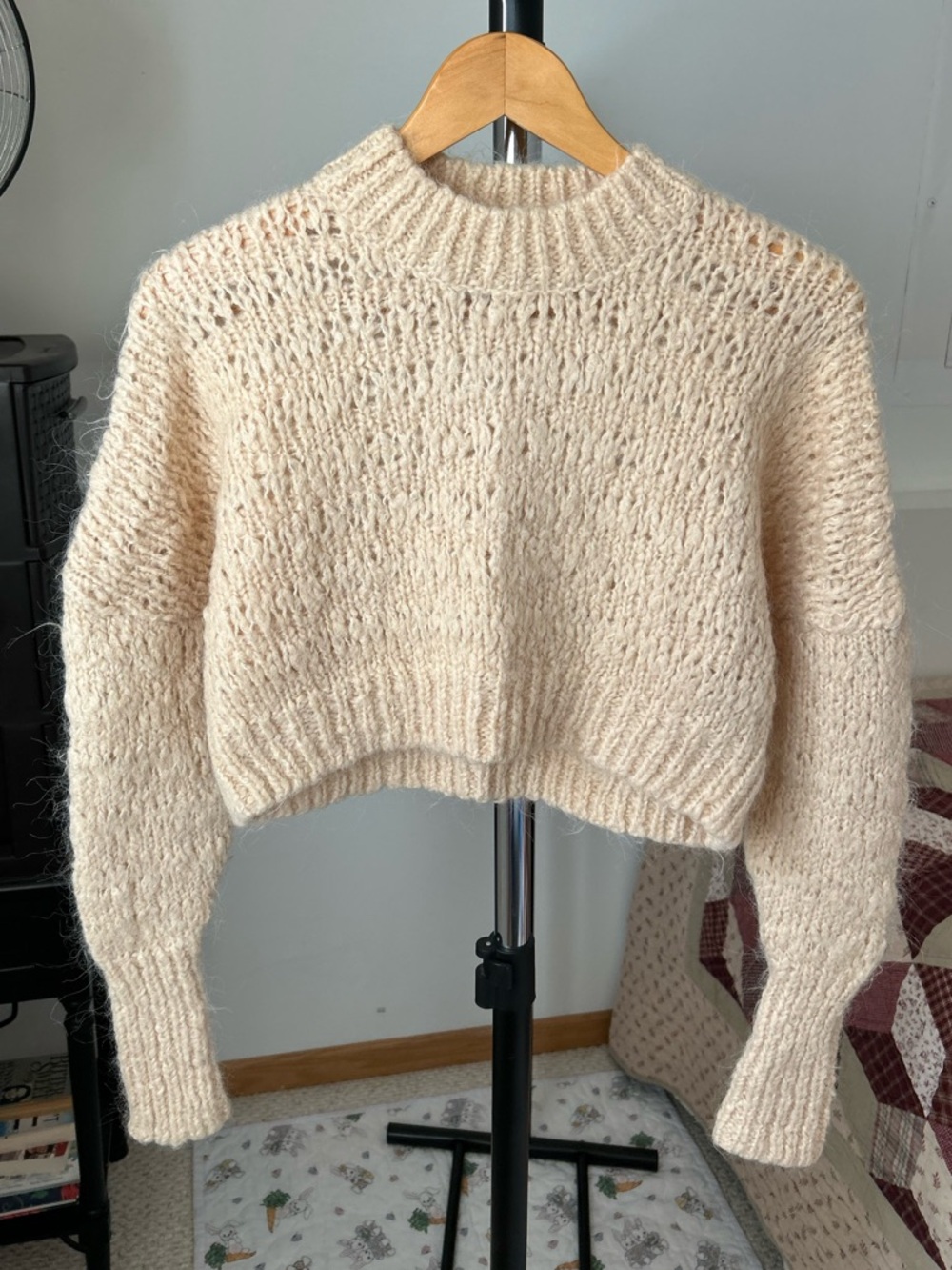 Aritzia Wilfred Knit Cropped Pullover Sweater Cream Wool Alpaca